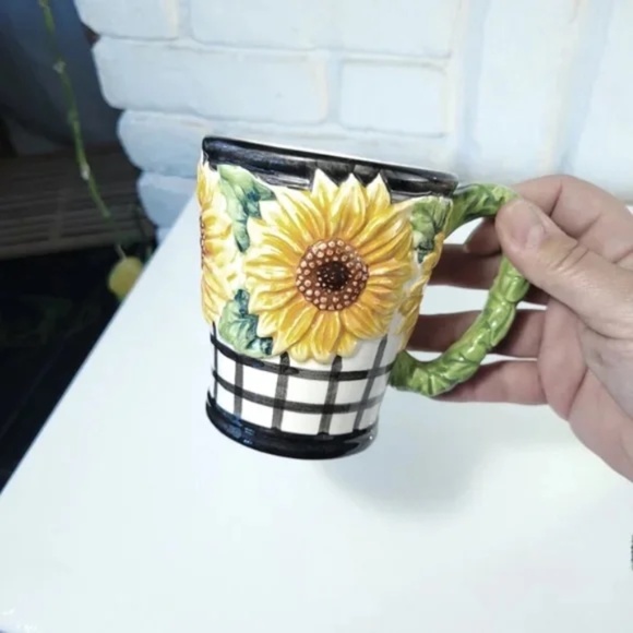 RARE Fitz & Floyd Sunflower Basket weave Cup 1992 - Picture 2 of 6